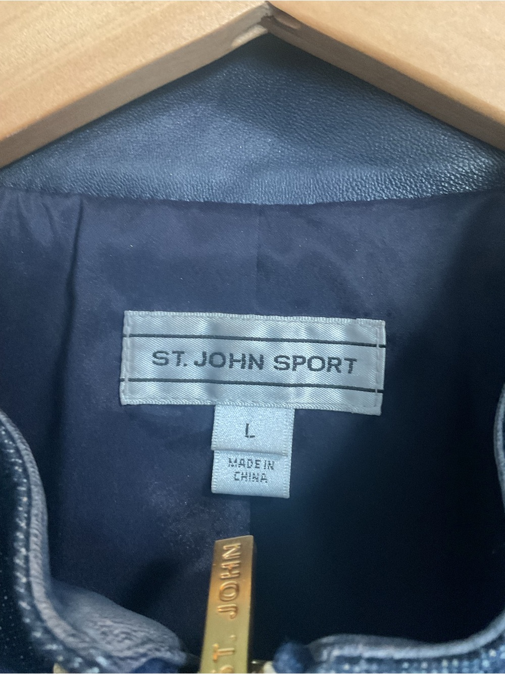 Women's Navy Leather Stud-Trim Zip Jacket - Picture 8 of 10